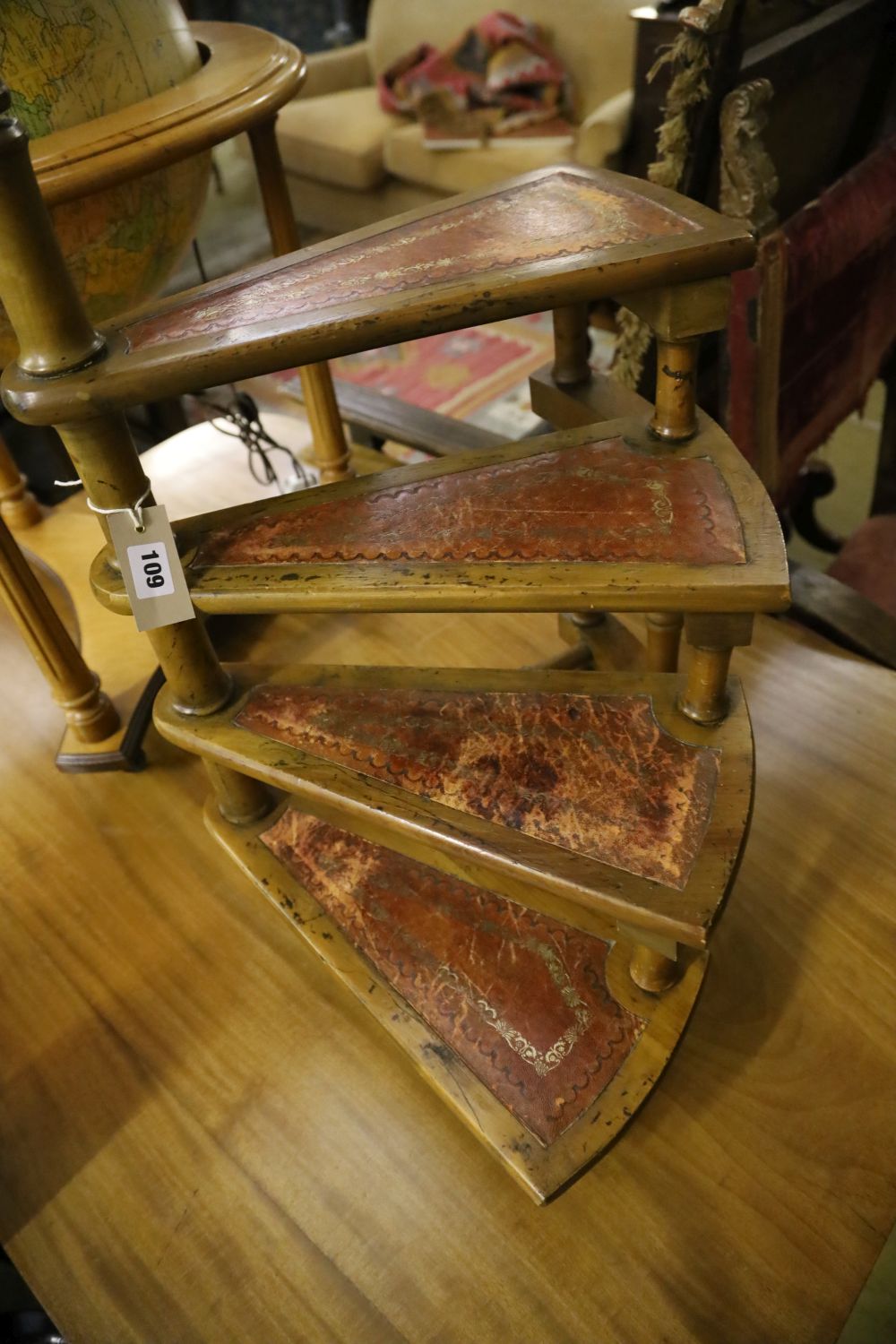 A set of reproduction spiral library steps, 118cm high